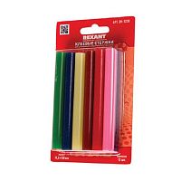 Клеевые стержни 7мм Rexant L=100 мм Цветной (12шт/уп) Блистер   картинка